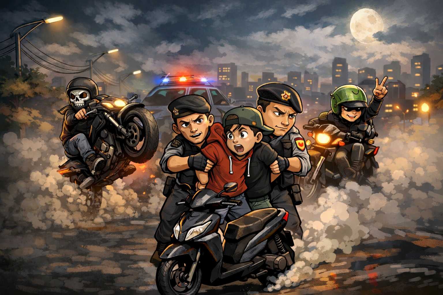 Respons Aduan Warga, Sat Samapta Polres Garut Tertibkan Aksi Pemuda Resahkan Jalan Ibrahim Adjie